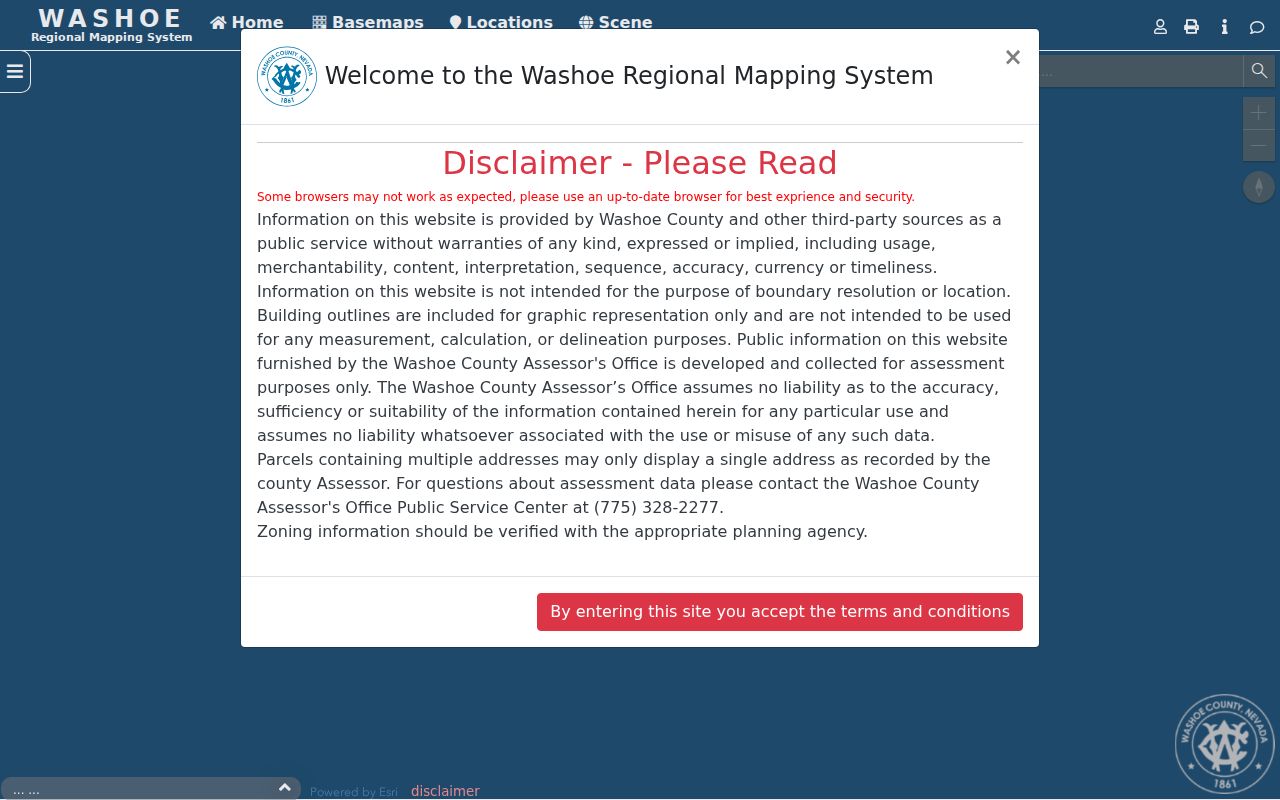 Reno street directory WRMS map with parcel search and nearby parcels